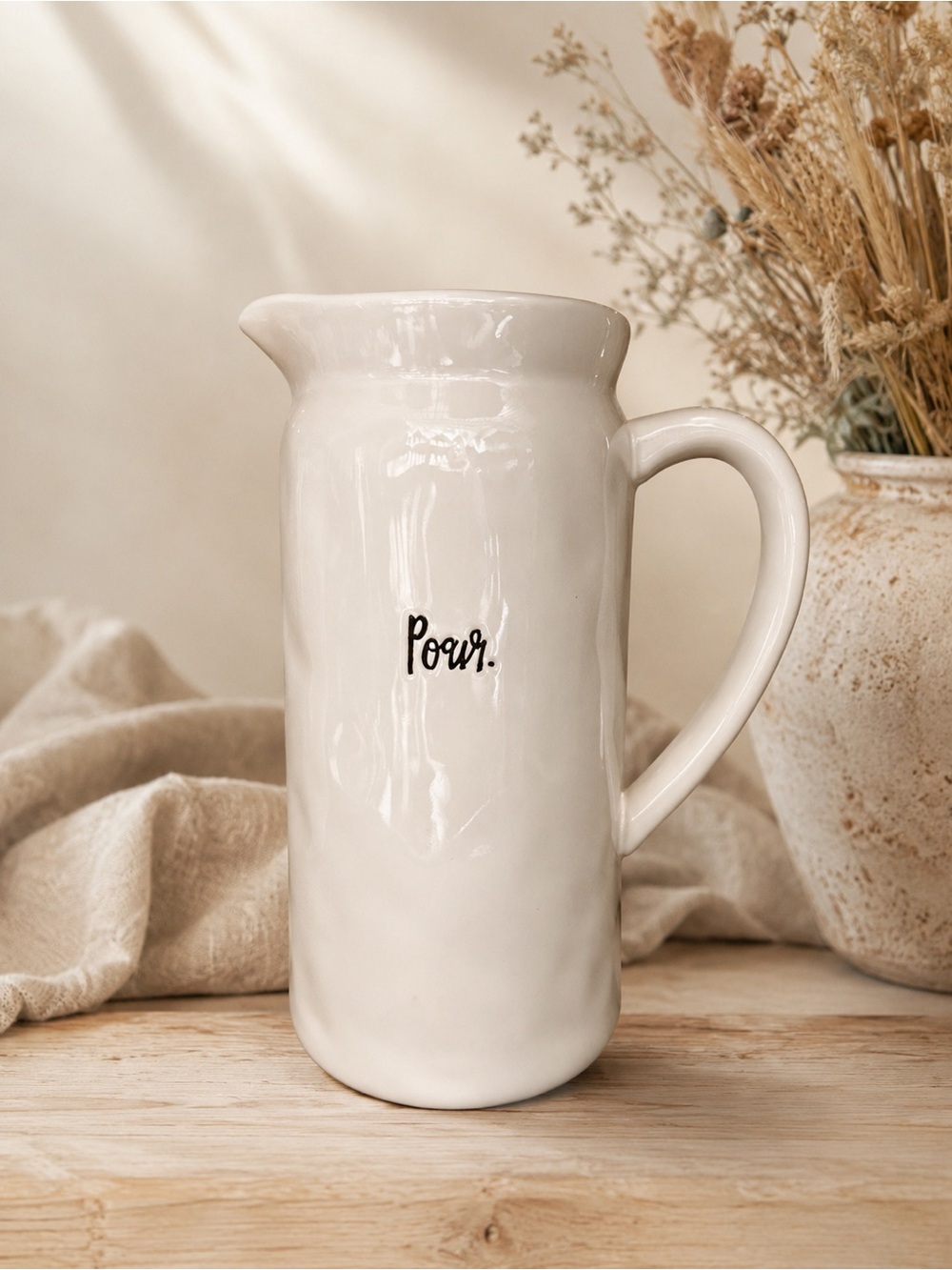 Rae Dunn Pitcher “Pour” Script‎ Farmhouse Kitchen Dining Home Decor